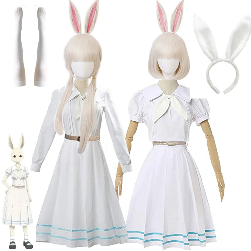 Anime Cosplay Beastars Haru Costume Lolita Dress Wig Ears Women School Uniform Costume Wig Rabbit Girl Cute Dress Cos Dress