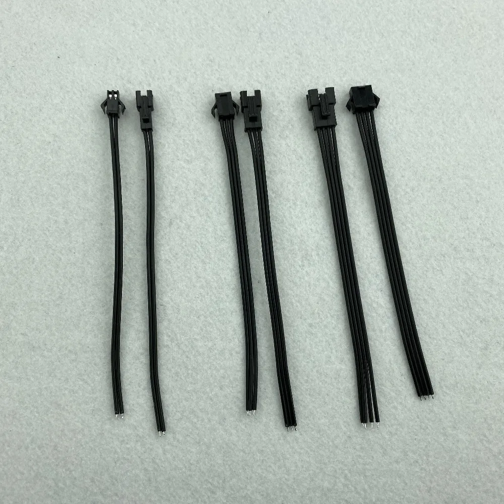 2pin/3pin/4pin JST/SM вилка и гнездо(папа и мама), с 15 см длиной провода каждый, 20AWG провод; все черные провода