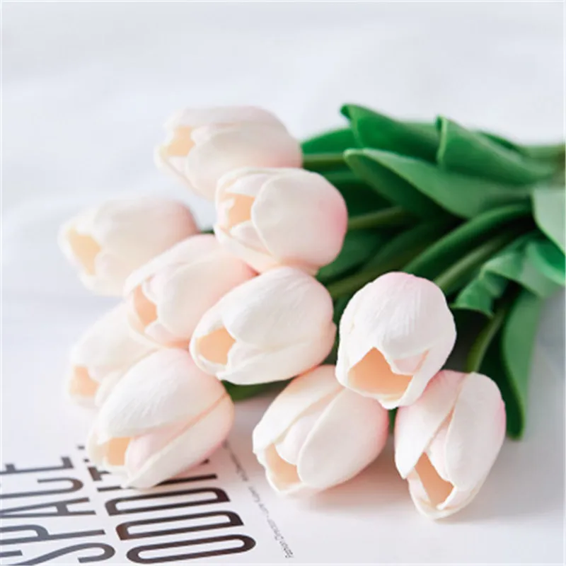 

31PCS/LOT Christmas Mini Tulip Flower Real Touch Wedding Flower Bouquet Artificial Silk Flowers For Home Party Decoration M3320