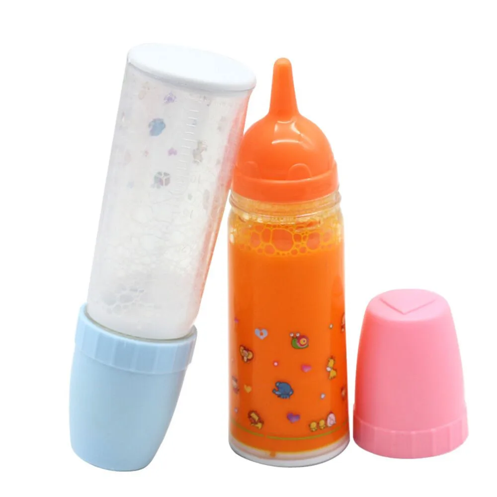 MagiDeal 2Pcs Magic Feeding Bottles Juice Milk Bottles Baby Doll Accessory 