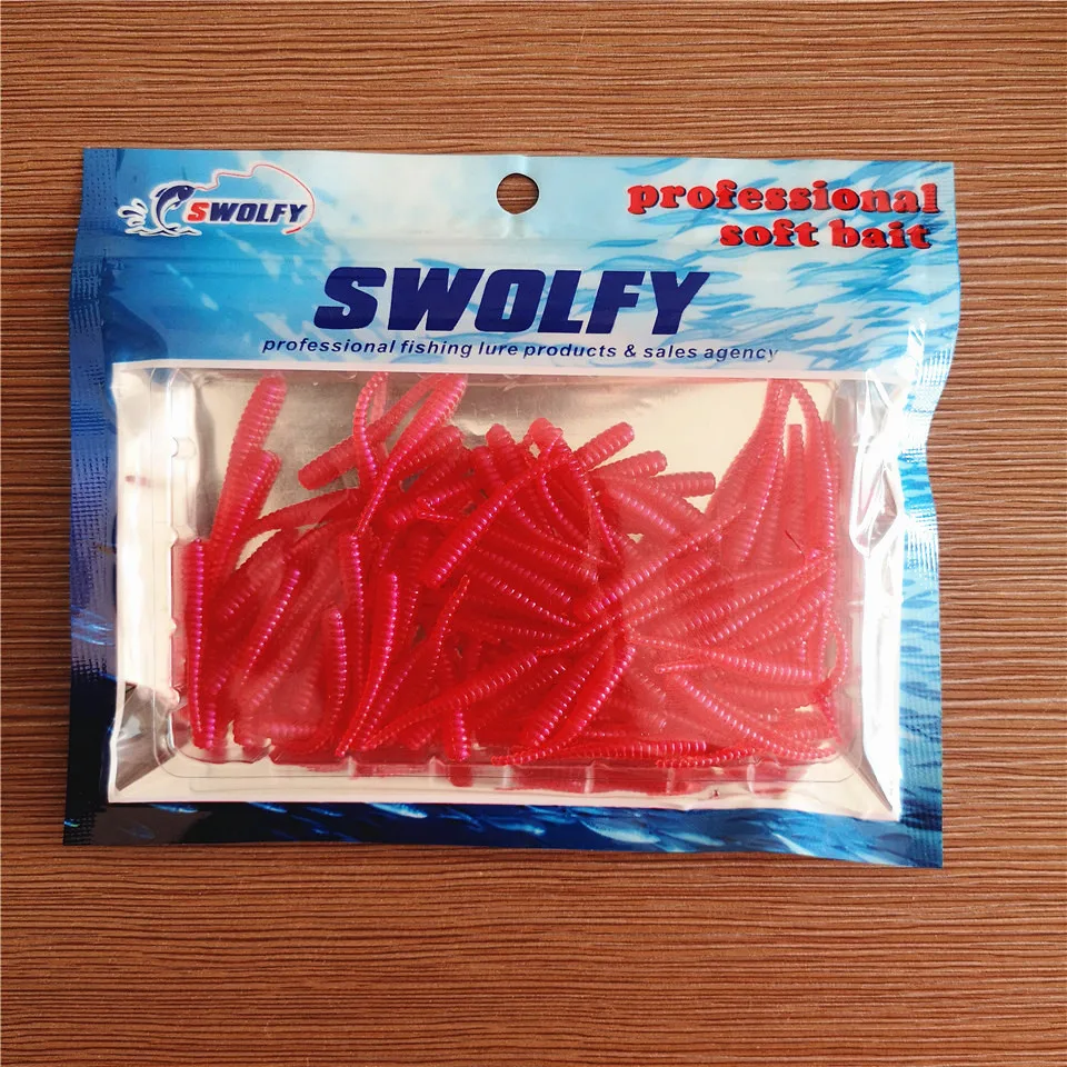 Swolfy 100 stücke Schwimm Weiche Köder Angeln Locken Grub Wurm 35mm 0,3g Jig Wurm Wobbler Swimbait UL Angeln locken Trout Jig Weicher Köder – Detail 2