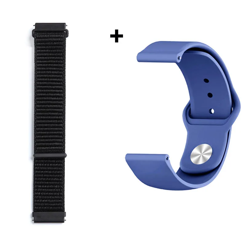 Black-Blue 20 мм Браслет Для Xiaomi Huami Amazfit Bip нейлоновый ремешок для часов Amazfit GTS силиконовый браслет Amazfit GTR 42 мм ремешок для часов - Цвет: Black-Blue