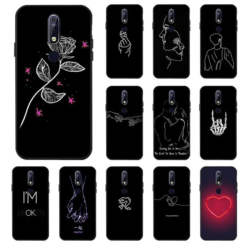 

TPU Phone Case For Nokia 7.1 Plus Cases Black Silicone Painted Cover For Nokia 6.1 5.1 3.1 Plus 9 PureView 7.1plus Cover