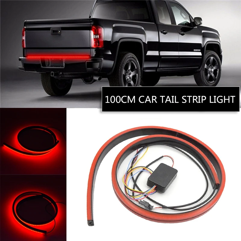 

100cm Car Tail Strip Light 3030 144LED Red Universal LED Running Brake Reverse Turn Signal Tailgate Trunk Lamp,Car Exterior Emer