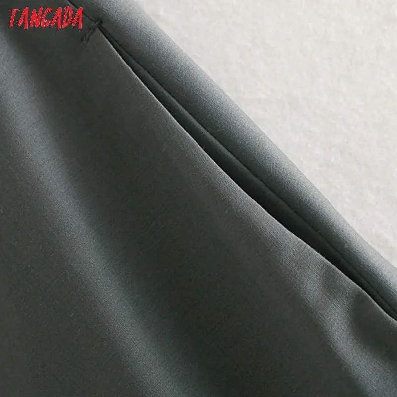 Tangada Модный женский серый костюм брюки Брюки Высокая талия карманы брюки осень зима женские офисные брюки pantalones 2W104