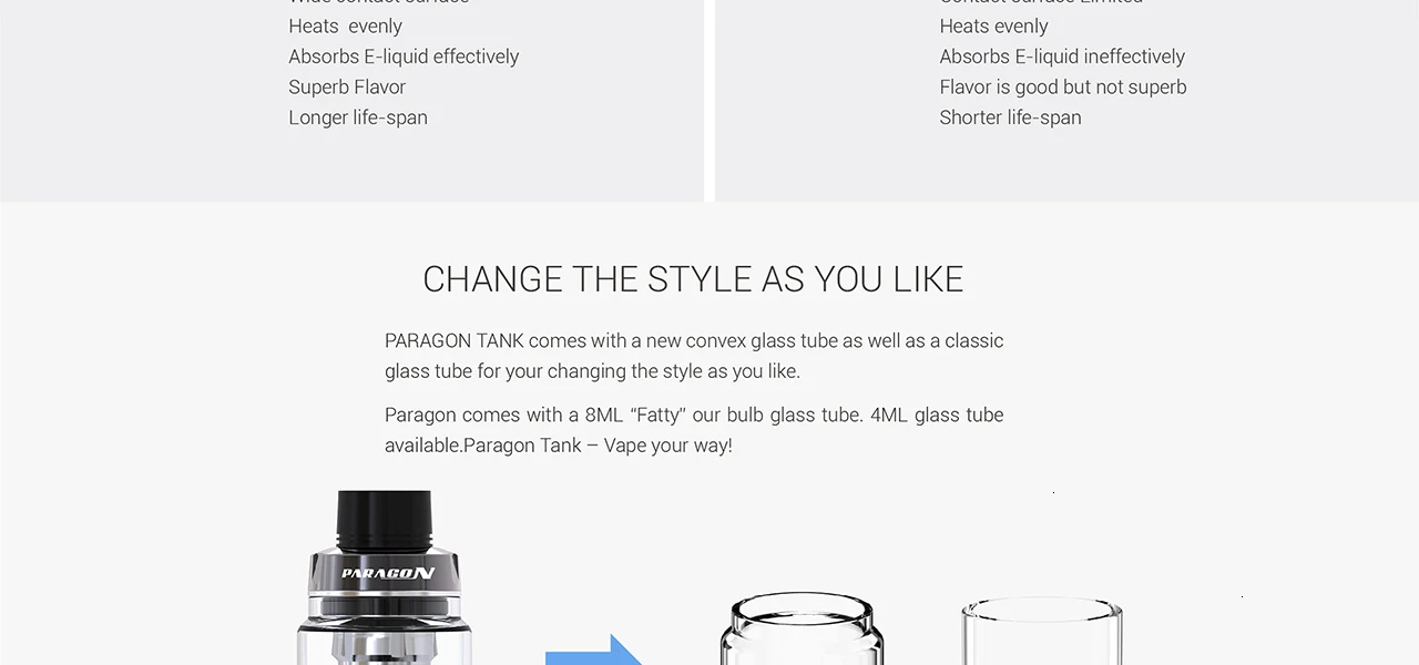 vape Танк atmizer VAPTIO PARAGON бак с емкостью 2,0/8,0 мл сетки катушки электронная сигарета поддержка дропшиппинг