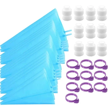 

Silicone Pastry Bags Set,Reusable Icing Piping Bags Cake Decorating Tools with 16Pcs,for Baking Cupcake Cookies (Blue)
