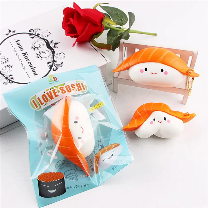 Моделирование Kawaii мягкий лосось суши кулон Ароматические сжимают декомпрессии Забавный медленно поднимающийся кляп игрушки для детей#40D09