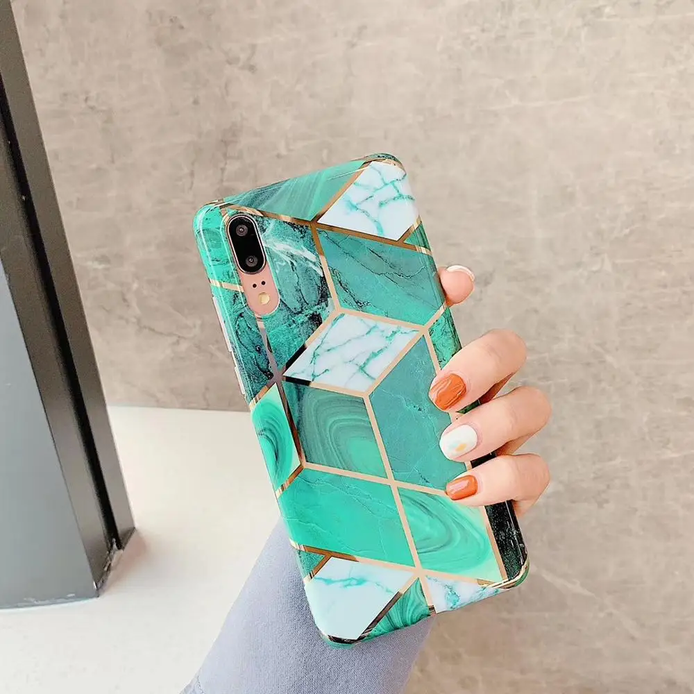 KULMG покрытие геометрический мрамор чехол для телефона для huawei P30 P20 Lite Pro mate 30 Pro Lite глянцевый мягкий IMD роскошный чехол на заднюю панель телефона - Цвет: k