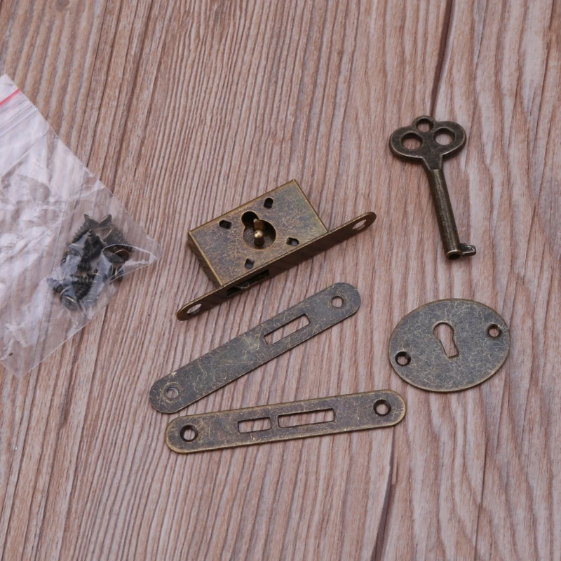 Bronze Mini Antique Locks Full Mortise Small Box Decorative Jewelry Box Cabinet Replacement