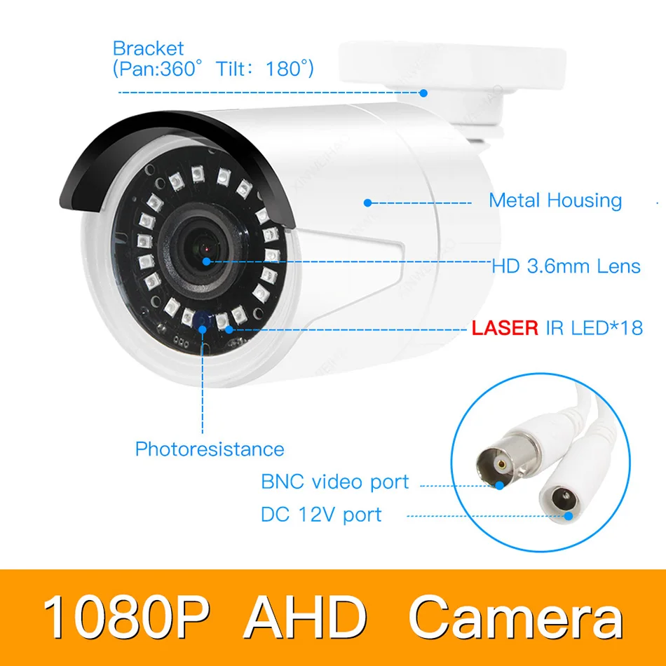 4ch 1080P AHD комплекты CCTV системы видеонаблюдения безопасности Гибридный DVR наружный металлический bulllet AHD камера видеонаблюдения P2P XMEYE 2MP комплекты