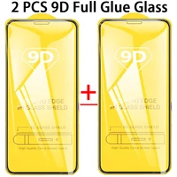 2 pcs 9D Volle Kleber Schutz Glas auf die für Apple Iphone 12 Mini X XR XS 11 Pro Max 6 6S 7 8 Plus Gehärtetem Screen Protector