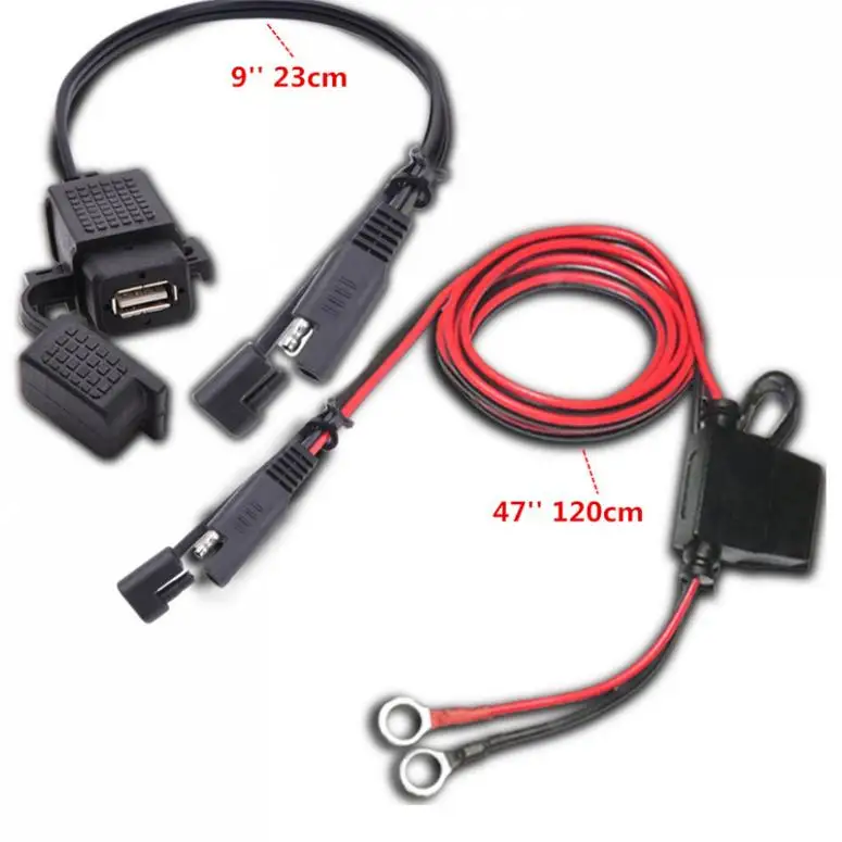 12 В водонепроницаемый мотоцикл SAE к USB телефон gps MP4 зарядное устройство кабель адаптер Встроенный предохранитель источник питания