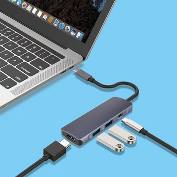 

Usb Hub Type C To Usb3.0 HDMI Type-C Multi-Port Pd Hub For Macbook Pro Accessories Type C Charging Splitter port 2 Usb 3.0 Ports