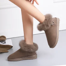 Г. Женские зимние ботинки теплые женские зимние ботильоны на плоской платформе с пряжкой модные брендовые Нескользящие и износостойкие