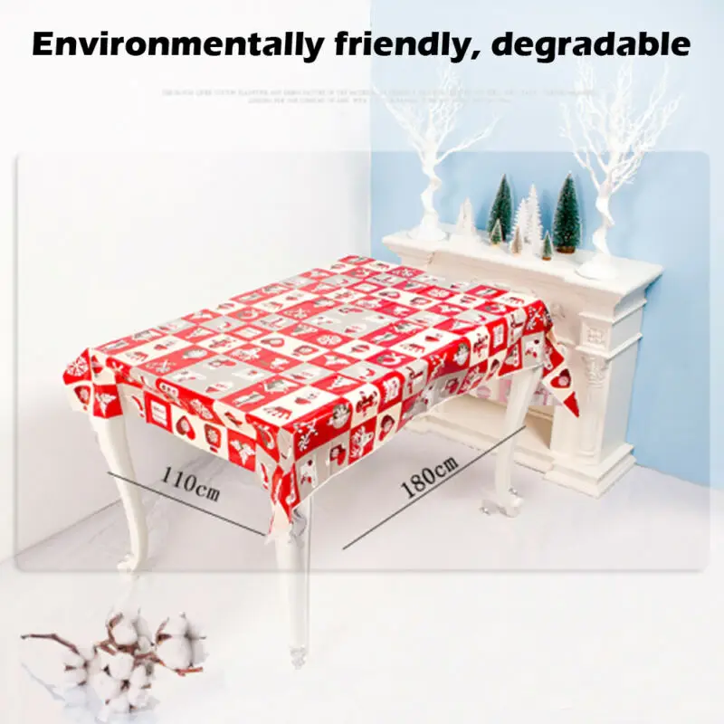 New Home Table Cloth Christmas Disposable Tablecloth Waterproof Antifouling Printed Innovative Holiday Xmas Decor 110*180cm