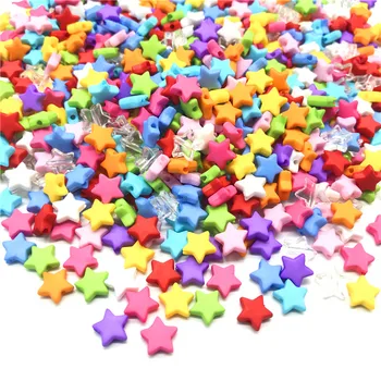 

100pcs 9mm Acrylic Spacer Beads Five-pointed Star Rainbow Color Beads For Jewelry Making