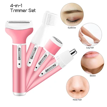 

4 In1 Multifunction Women Electric Shaver Wool Device Lady Rechargeable Razor Female Epilator Eyebrow Nose Hair Trimmer 38D