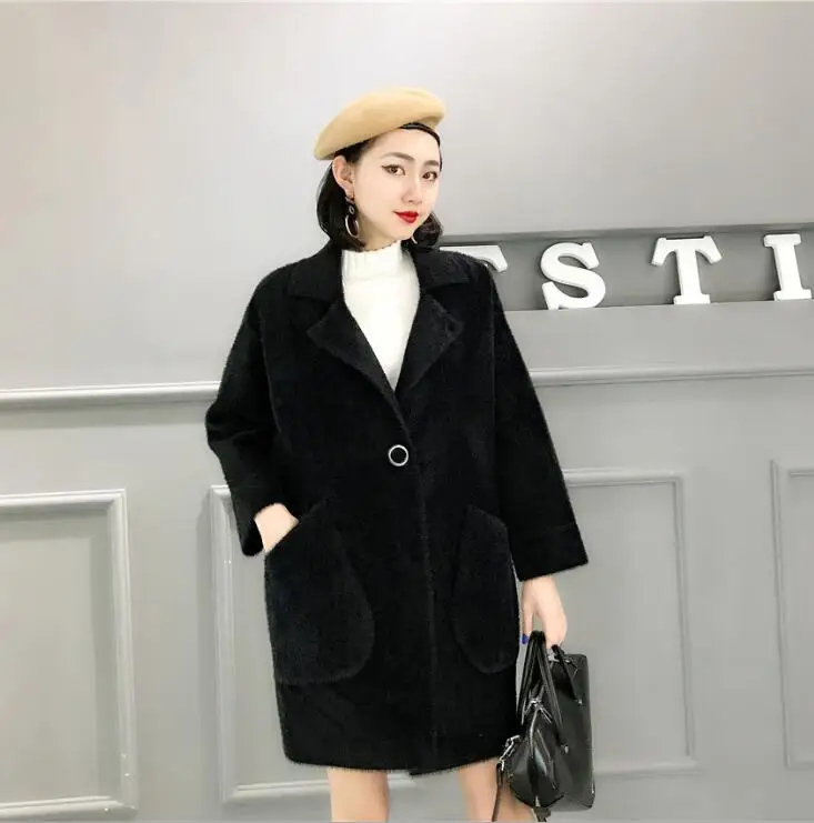 New Spring Autumn Women Faux Mink Cashmere Cardigan Female Elegant Solid Sweater Korean Lady Warm Long Knitted Sweaters fur coat New Spring Autumn Women Faux Mink Cashmere Cardigan Female Elegant Solid Sweater Korean Lady Warm Long Knitted Sweaters fur coat