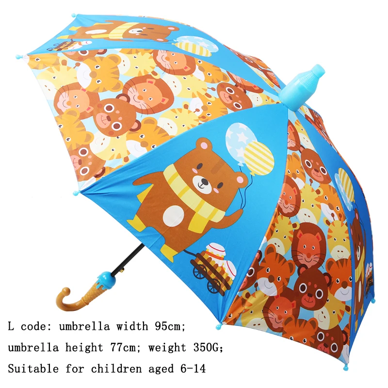 L bear blue Зонты с длинными ручками и рисунком из мультфильма, 8 ребра, детский зонт от дождя, солнцезащитные зонты для мальчиков и девочек, уличные зонты от дождя - Цвет: L bear blue
