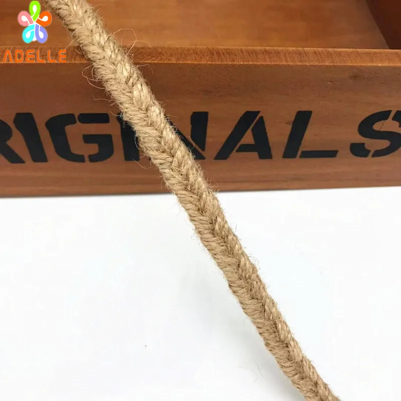 10 мм x9yard деревенский органический Плетеный джутовый льняной Плоская Лента/Плетение из веревок hessian шпагат, веревка Толстая DIY zakka по индивидуальному заказу