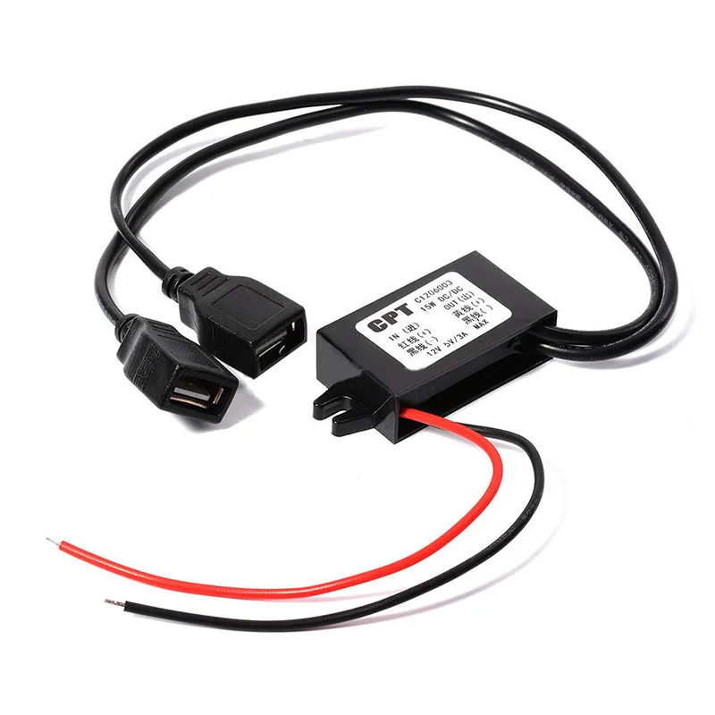 1 xпонижающий DC 12V до 5V 3A 15W DC мини/микро/двойной USB адаптер питания конвертер
