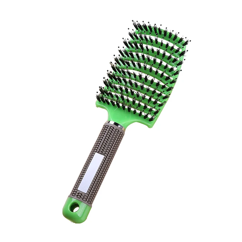 Green With Hair Массажная расческа для волос, расческа для волос, нейлоновая щетина, Женская влажная кудрявая расческа для волос, для салона, парикмахерские инструменты для укладки - Цвет: Green With Hair