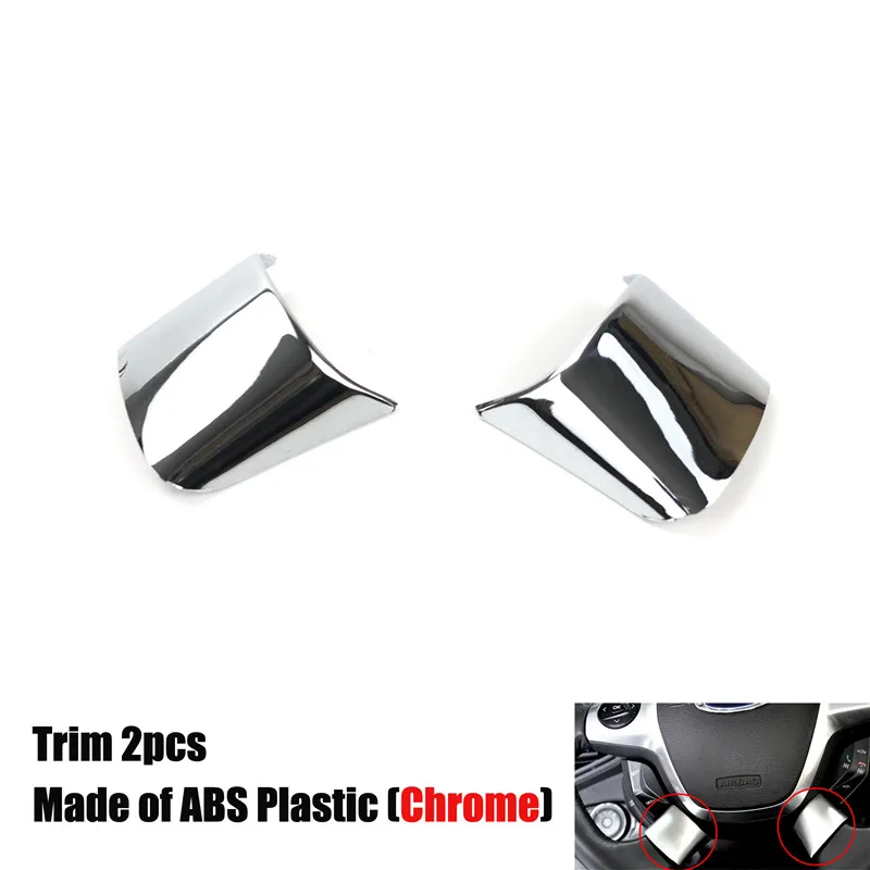 Trim 2pcs Chrome 1pcs For Ford Focus 3 MK3(2012-)/For KUGA 2013- accessories Car styling steering wheel trim cover sticker decoration - Color Name: Trim 2pcs Chrome