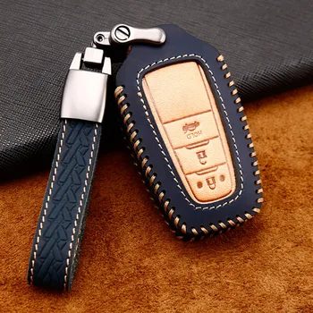 

Car Handmade Leather Key Case Cover Chain For Toyota CHR C-HR Prado 2017 2018 Prius Camry Corolla RAV4 2018 Accessories