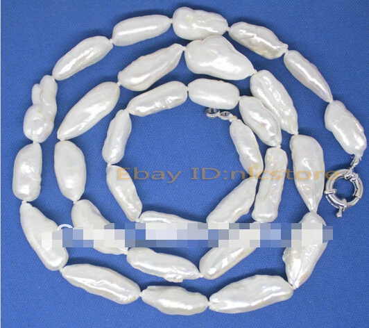 00921 30"long 20mm-28mm natural white keshi reborn pearl necklace fashion jewelry