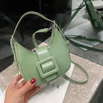 

2020 Summer Women Solid Luxury Saddle Bags Handbags and Purses Ladies Fashion Crossbody Bags PU Leather Shoulder Bags for Female