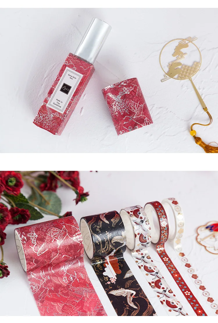 Pick up Light And Paper Tape Set Bronze Chinese-style Series PDA Diary DIY Decorative Sticker 5 Involved in 5 Election