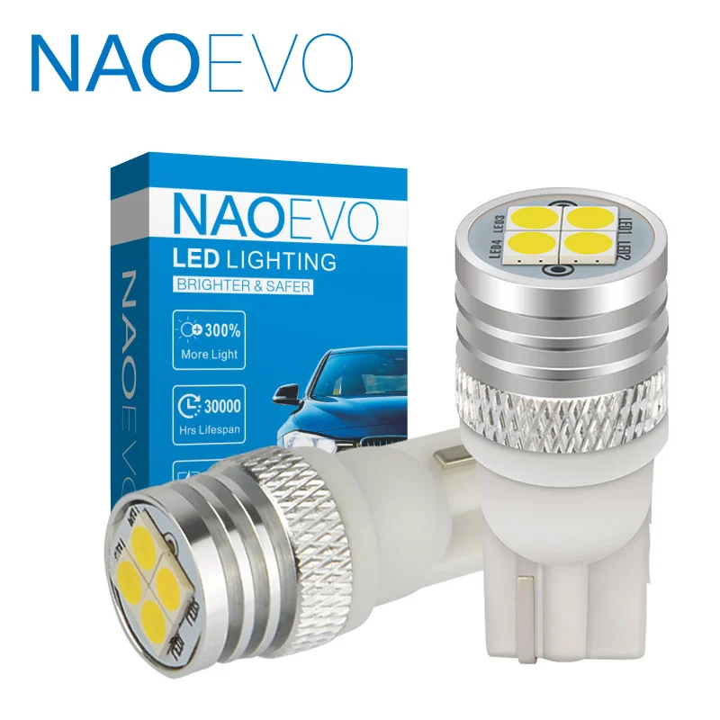 

NAOEVO T10 W5W 1.9W Super Bright 4 3030 SMD 5W5 LED Blub 12V Halogen Yellow For Auto Light Car Styling White 194 Clearance Lamp