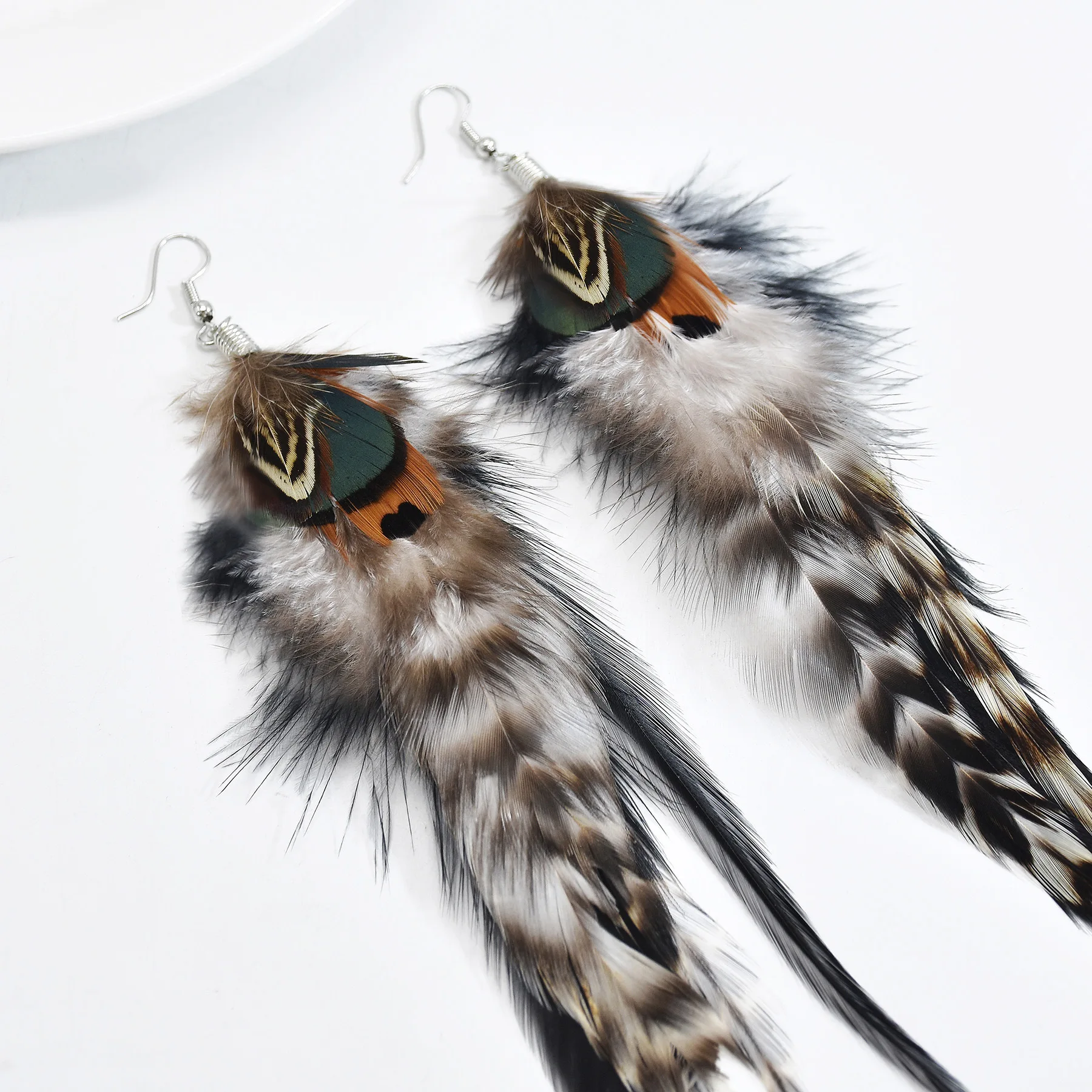 Feather tassel earrings Long drop earrings For Women Bohemian Indian Ethnic dangle earrings drop earrings long earrings