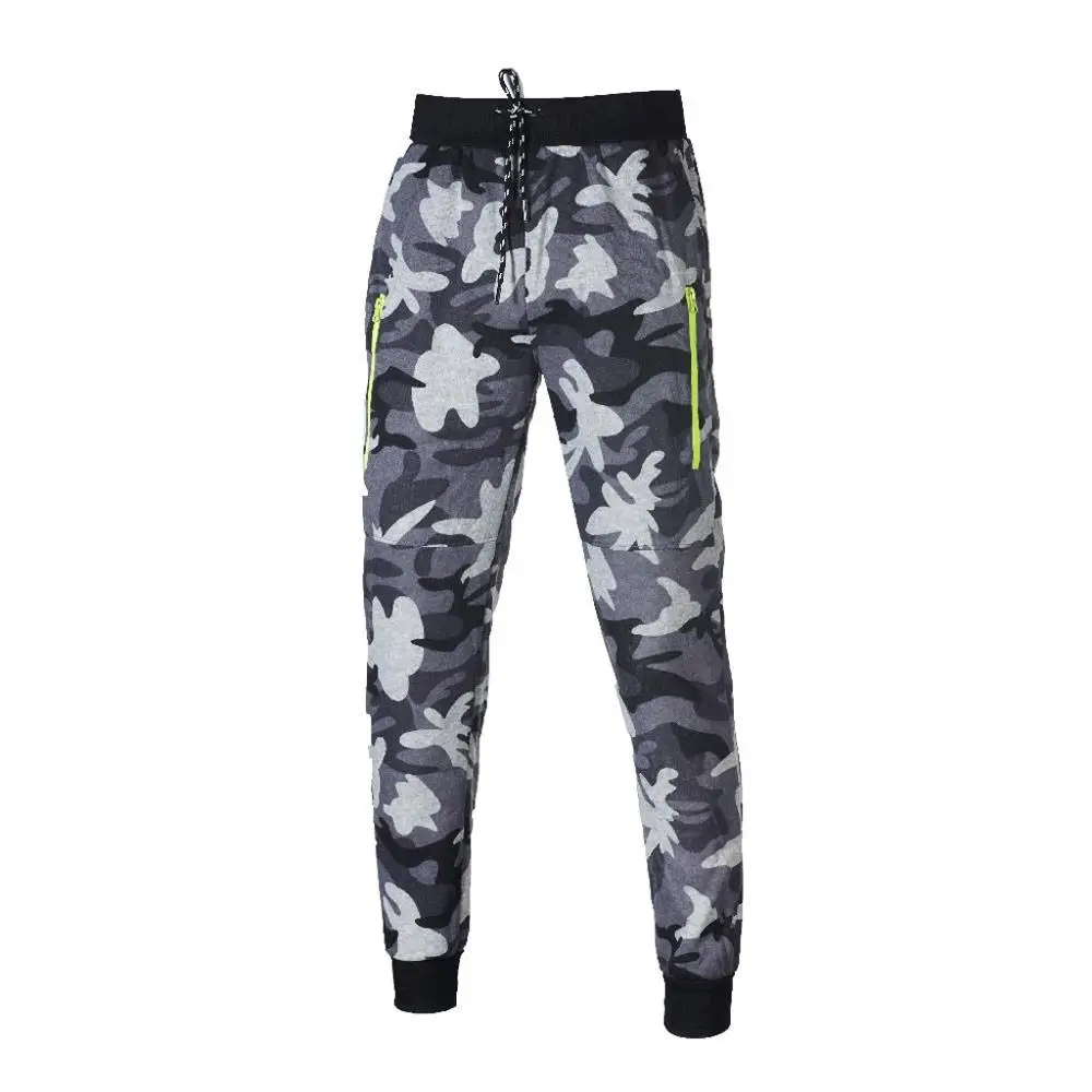 Dark Grey Модные мужские теплые зимние спортивные штаны на молнии с камуфляжным принтом, повседневные спортивные штаны со средней талией для мужчин, Новинка - Цвет: Dark Grey