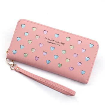 

Woman Korean Version Multifunctional Long Zipper Day Clutch Hollow Folding Leather Money Wallet