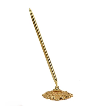 

Alloy Cave Round Pen Signature Pen Set For Wedding Bridal Gold