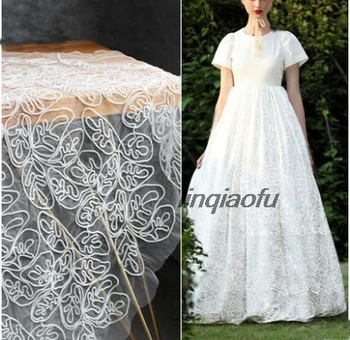 

White string hovering flower texture flower embroidery mesh fabric