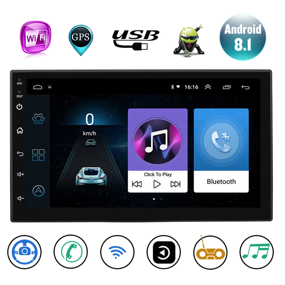 

Android 9.1 2 Din Car Radio GPS Navigation Stereo Player 7" HD Universal Auto Radio Multimedia Video Player WiFI Bluetooth USB