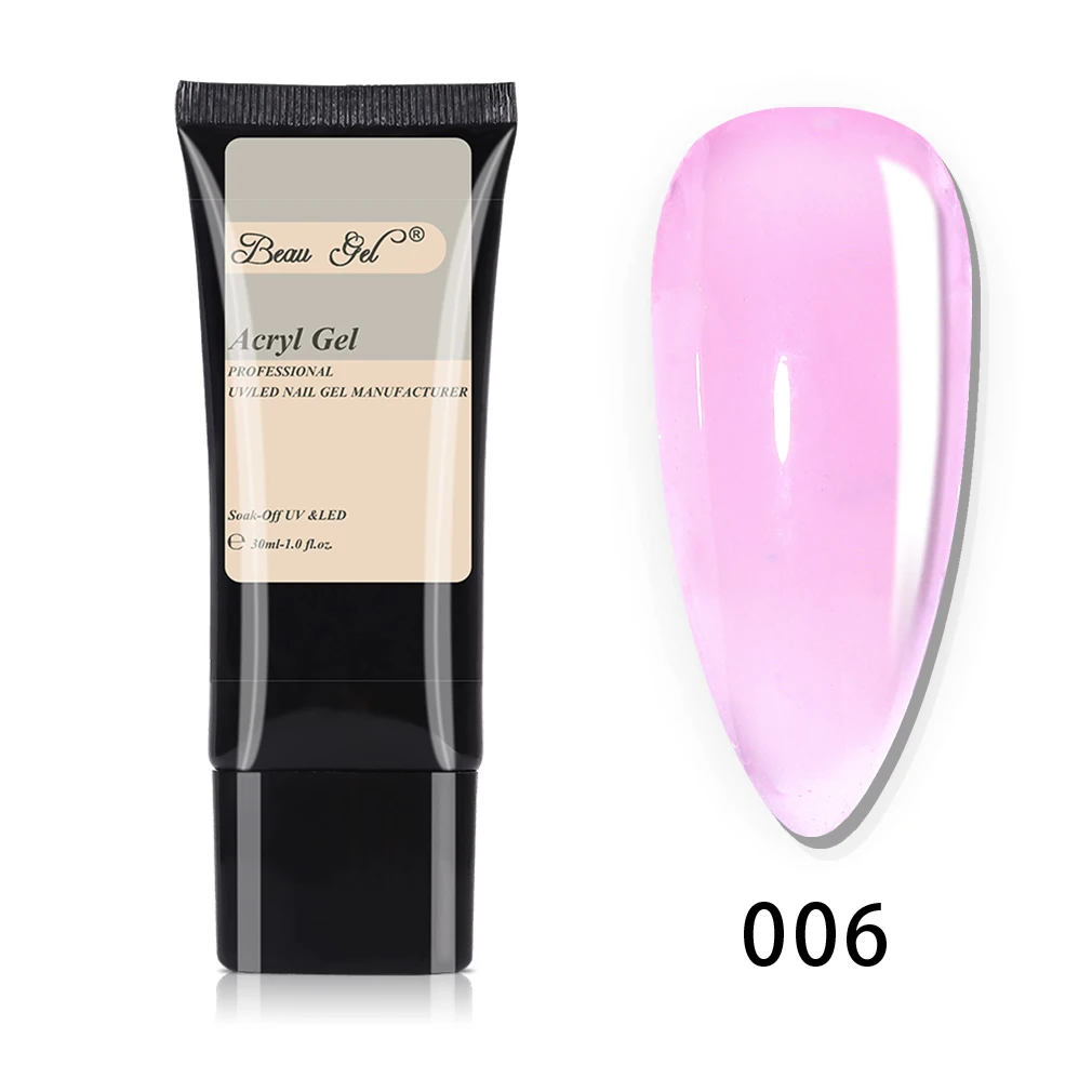 006-30ML Beau Gel 30ml Soak off Polygel Acrylic UV Gel Quick Building Finger UV Builder Gel Tips Enhancement Slip Solution Nail Art - Цвет: 006-30ML