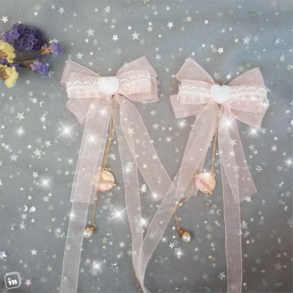 

Sweet Lolita soft sister super fairy hair clip lace Lolita bow horsetail clip hair accessories lilita