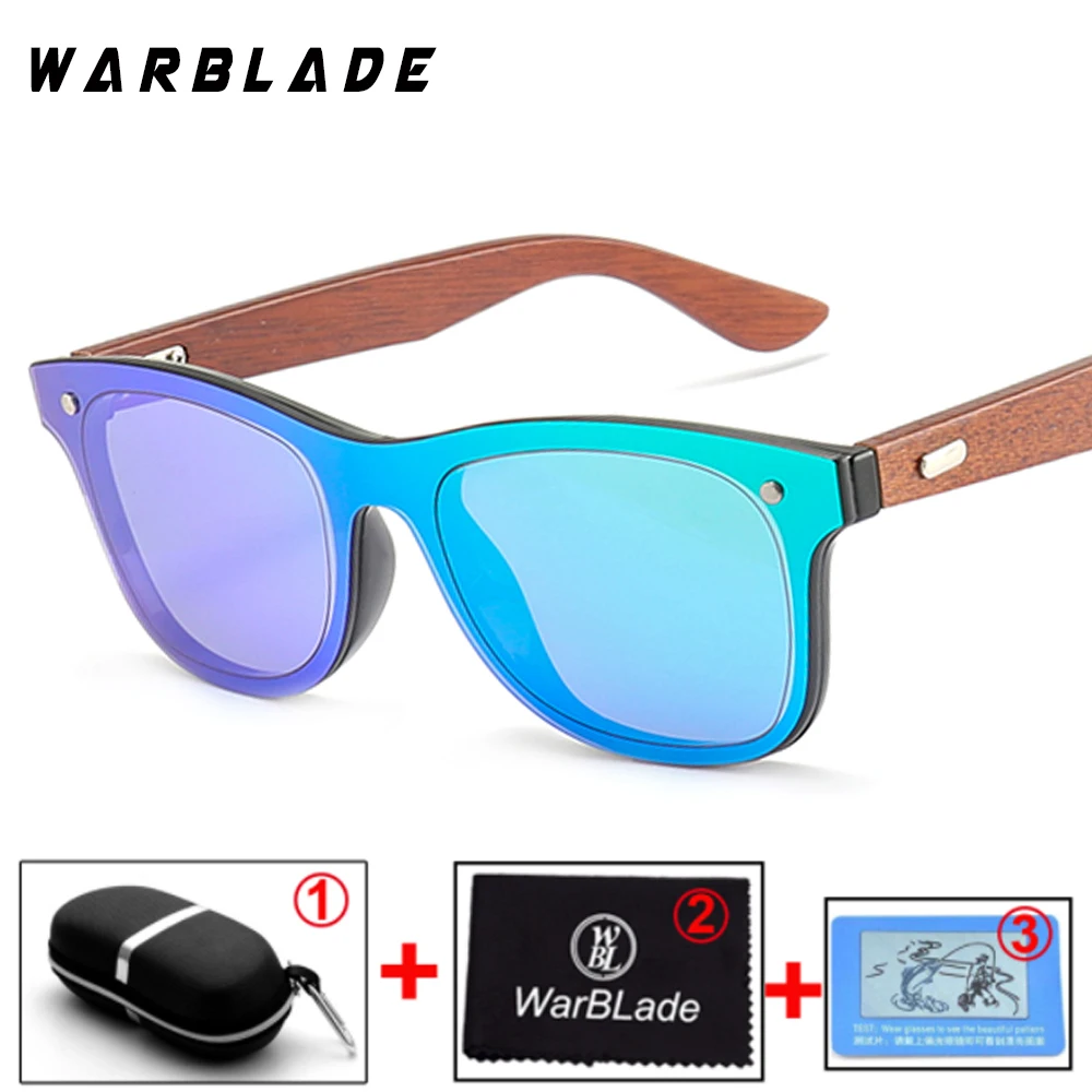 green lens WarBLade высококачественные деревянные очки, черные ореховые мужские и женские солнечные очки, солнцезащитные очки без оправы для мужчин, очки с коробкой - Цвет линз: green lens