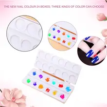 24 Сетки акриловый цвет ногтей Палитра УФ гель польский крем основа, смешивание дизайн ногтей дисплей для оборудования пластины принадлежности для рисования