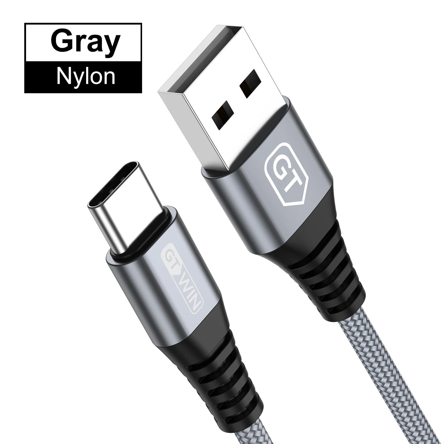 GTWIN 1M 2M Type C USB Cable 3A Fast Charger Cable For Samsung S9 S10 HUAWEI 3A Charging Wire USB C Data Cable Xiaomi mi9 LG - Цвет: Серый