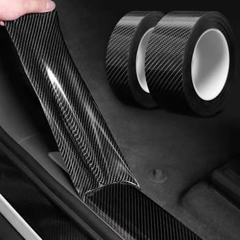 

10meters DIY 5D Carbon Fiber Black Car Sticker Protector Film Door Edge Car Trunk Door Sill Full Body Sticker Styling Mouldings