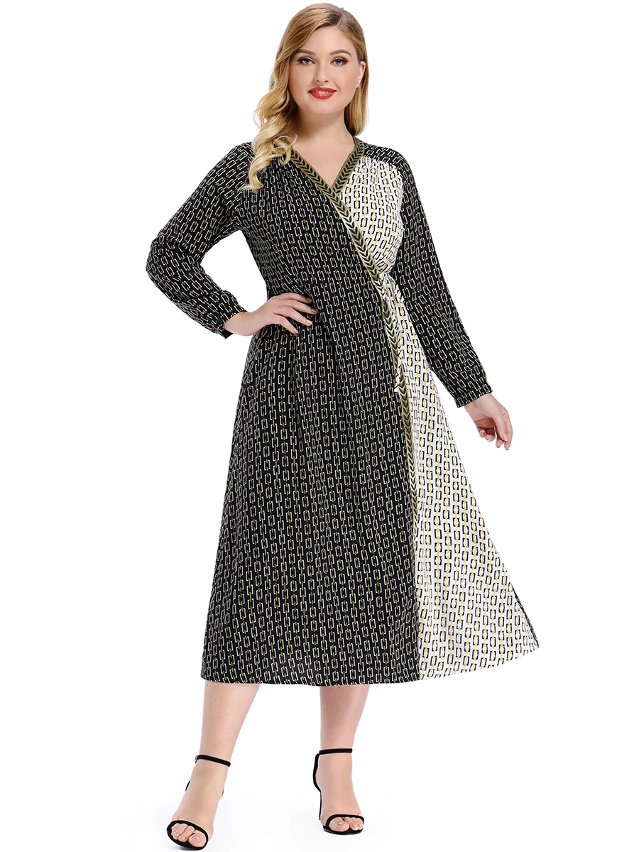

2019 Spring Autumn Toleen Women Layers Chiffon Pleated Dress Female Vintage Elegant Long Sleeve Loose Casual Office Lady Dress
