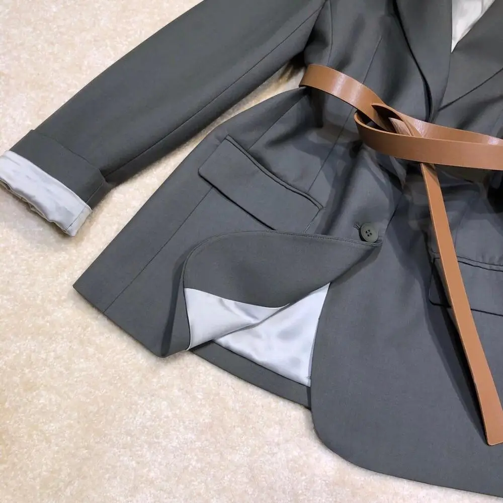 2019FW на осень модные, женские, шерстяные Блейзер Пальто Повседневная куртка верхняя одежда пальто с поясом, ddxgz2 9,16