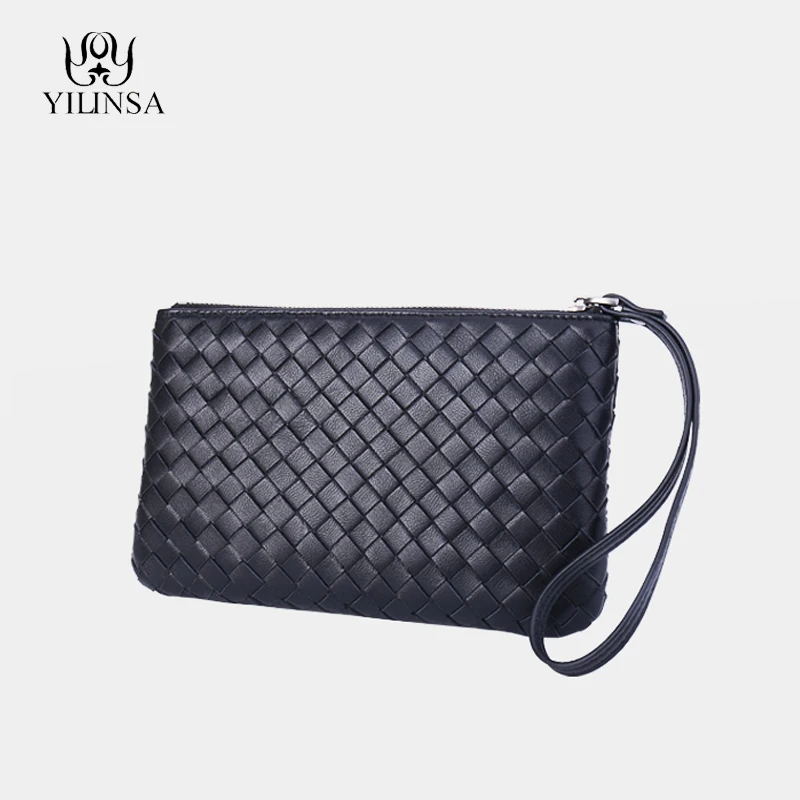 

YILINSA 100% Sheepskin Leather Designer Women Purses Wallet Handbag Fashion Weave Multifunctional High Quality Solid Color Bag
