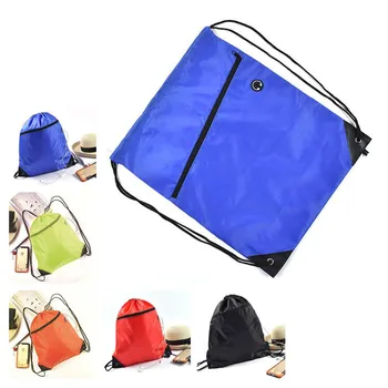 

Outdoor Drawstring Bags New Sport Bag Waterproof Solid Color Casual Storage Pockets with Zipper Camping Lightweight Gym Packs