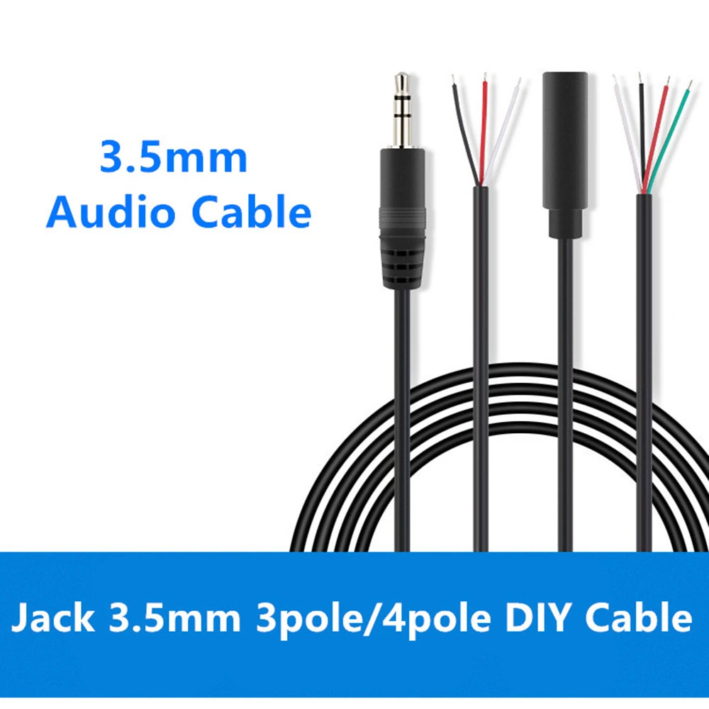 Conector de 3 polos y 4 polos de 3,5mm, Cable de repuesto para reparación de auriculares DIY, m, 1m| | - AliExpress